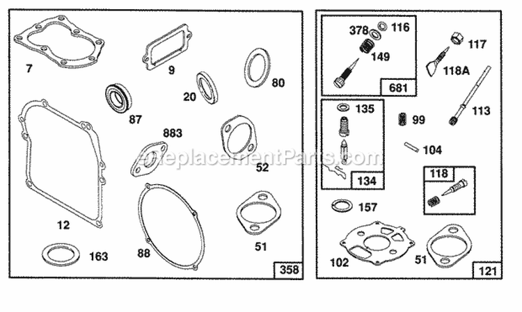 Gasket Sets Diagram and Parts List for 082331-0162-01  Briggs and Stratton Engine